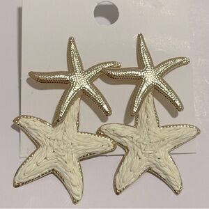 Chic Starfish Earrings in Gold and Cream